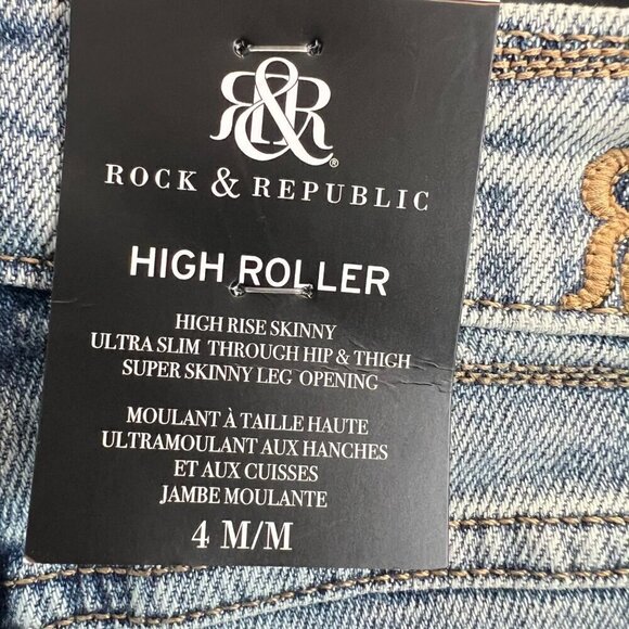 Rock & Republic Women's High Roller High Rise Skinny Jean Size 4 Blue Stretch - Picture 8 of 13